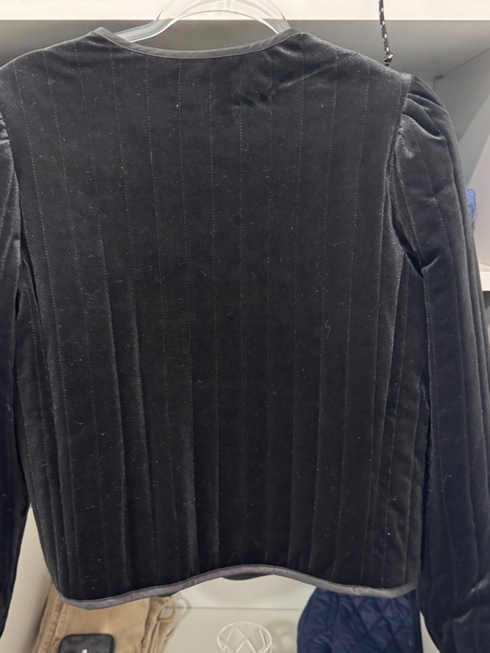Sanctuary Quilted Velvet Open-Front Jacket - Charcoal - Picture 2 of 5